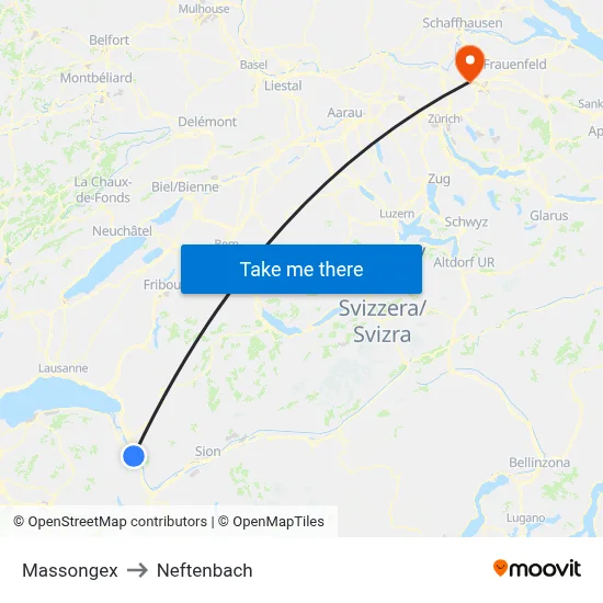 Massongex to Neftenbach map