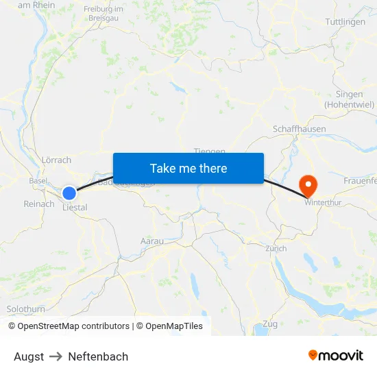 Augst to Neftenbach map