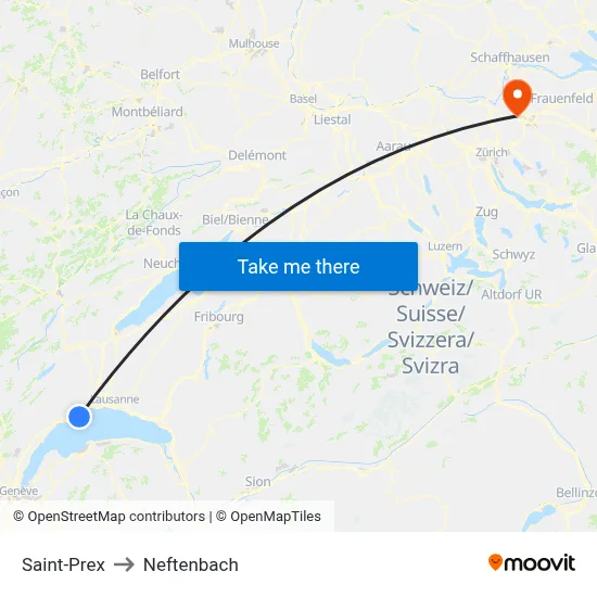 Saint-Prex to Neftenbach map