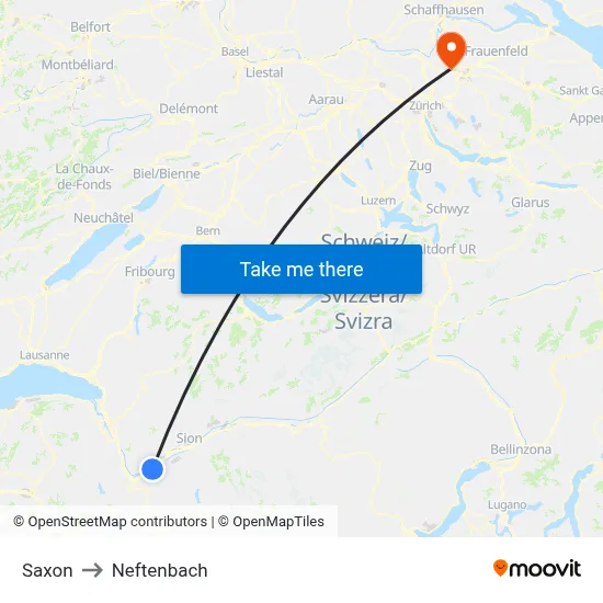Saxon to Neftenbach map