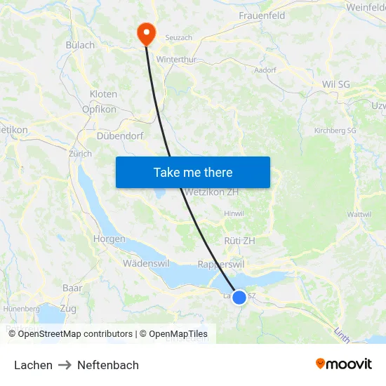 Lachen to Neftenbach map