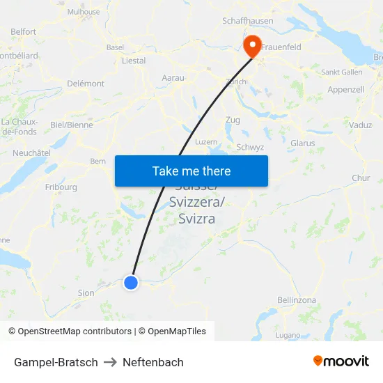Gampel-Bratsch to Neftenbach map