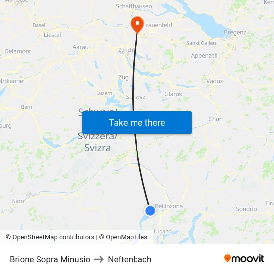 Brione Sopra Minusio to Neftenbach map