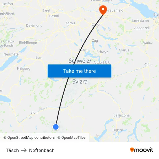 Täsch to Neftenbach map
