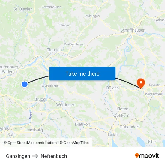 Gansingen to Neftenbach map