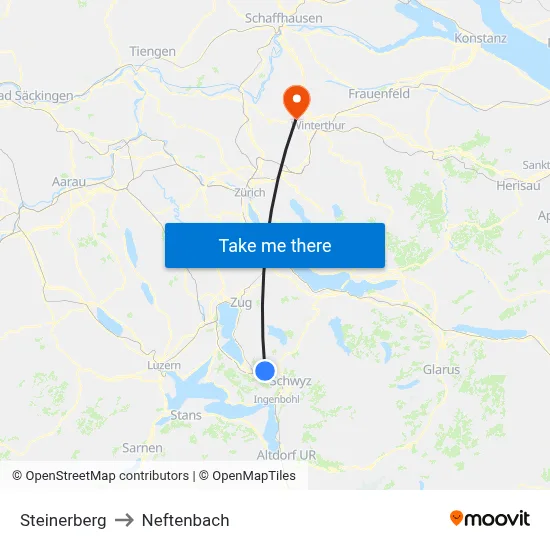 Steinerberg to Neftenbach map