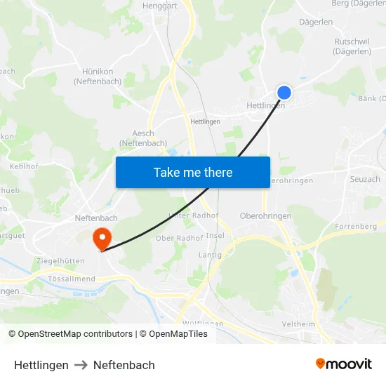 Hettlingen to Neftenbach map