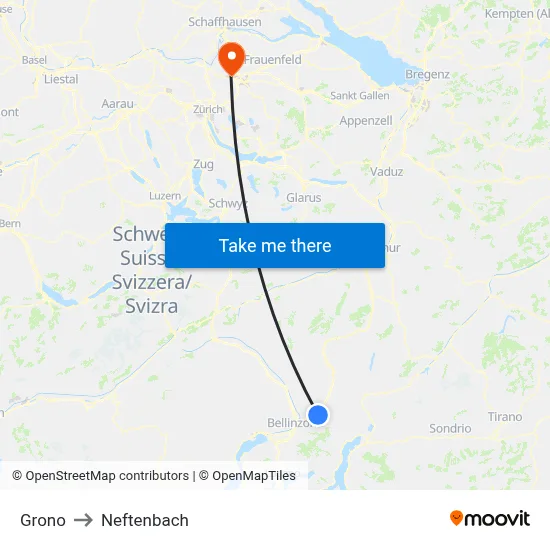 Grono to Neftenbach map