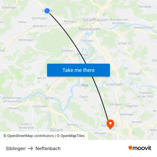 Siblingen to Neftenbach map
