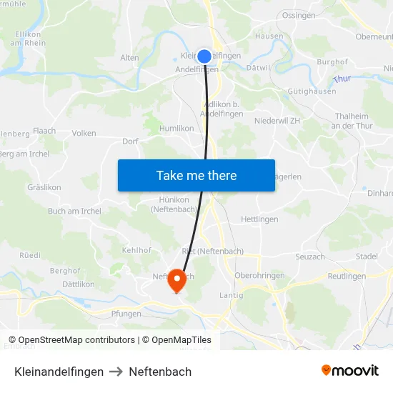 Kleinandelfingen to Neftenbach map