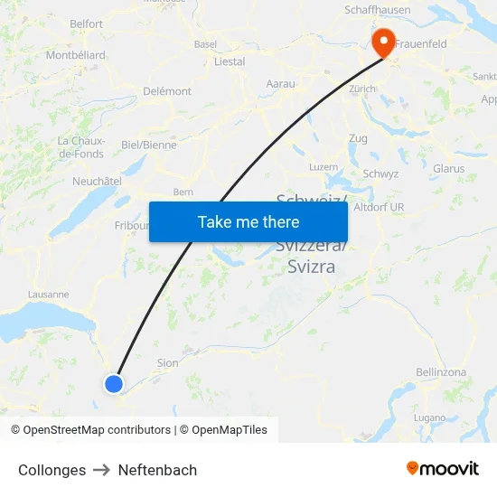 Collonges to Neftenbach map