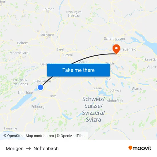 Mörigen to Neftenbach map