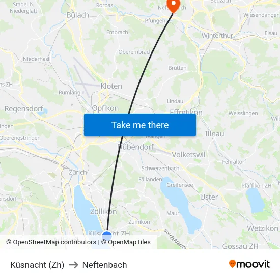 Küsnacht (Zh) to Neftenbach map