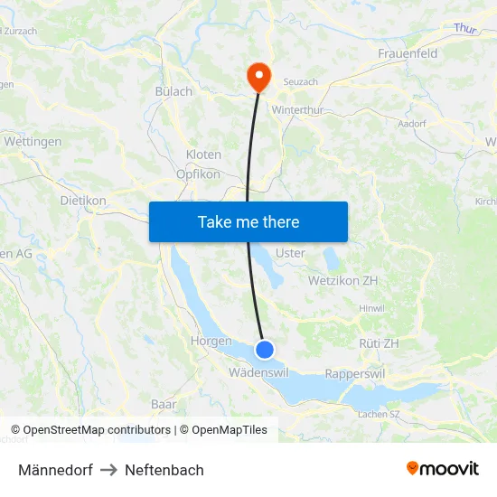 Männedorf to Neftenbach map