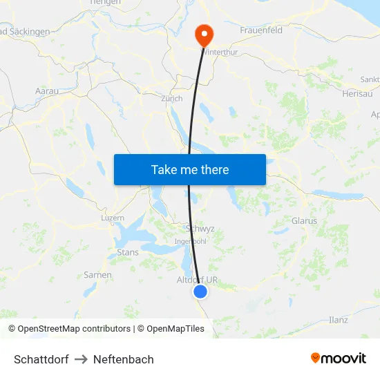 Schattdorf to Neftenbach map