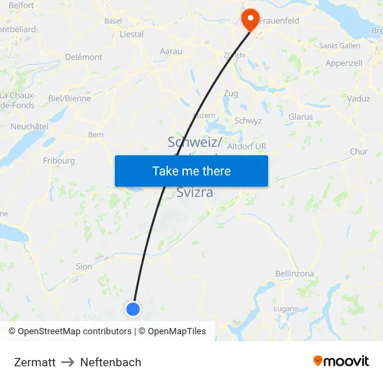 Zermatt to Neftenbach map