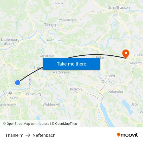 Thalheim to Neftenbach map