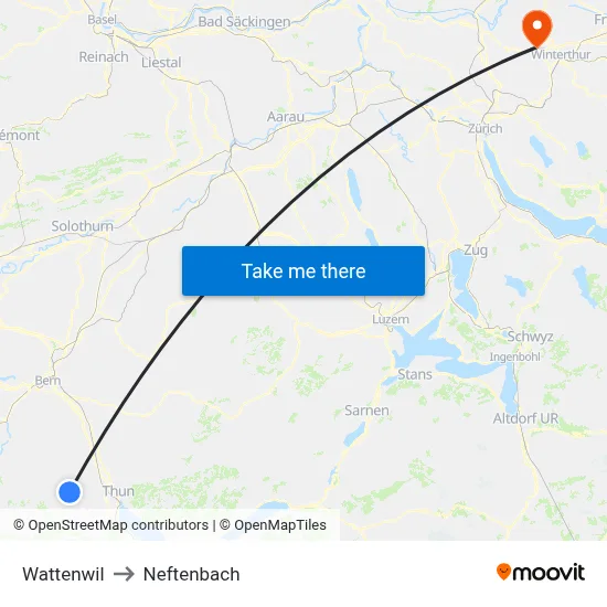 Wattenwil to Neftenbach map