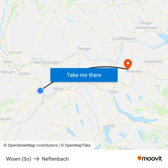 Wisen (So) to Neftenbach map