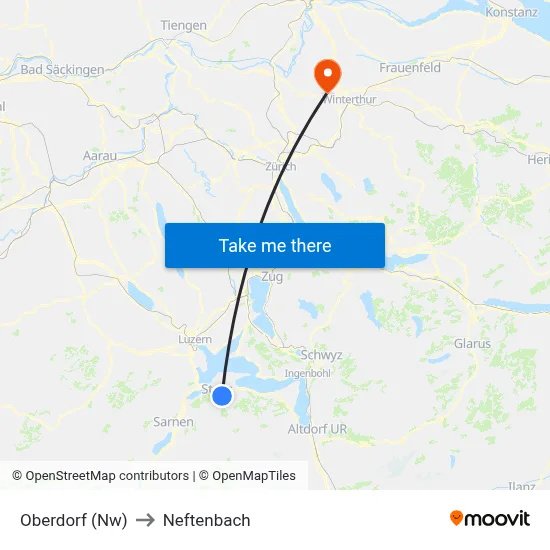 Oberdorf (Nw) to Neftenbach map