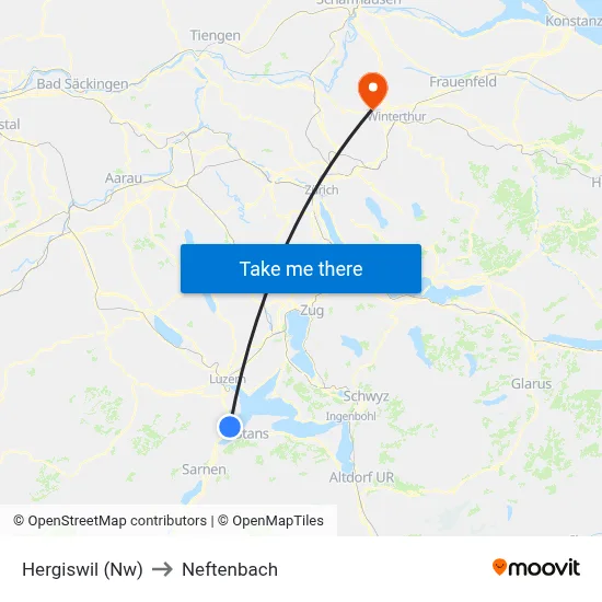 Hergiswil (Nw) to Neftenbach map