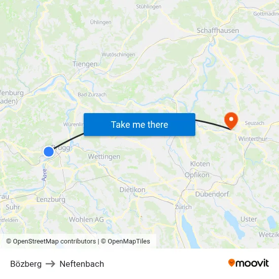 Bözberg to Neftenbach map