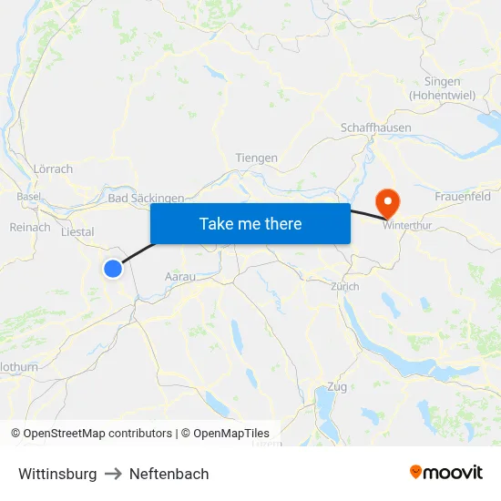 Wittinsburg to Neftenbach map