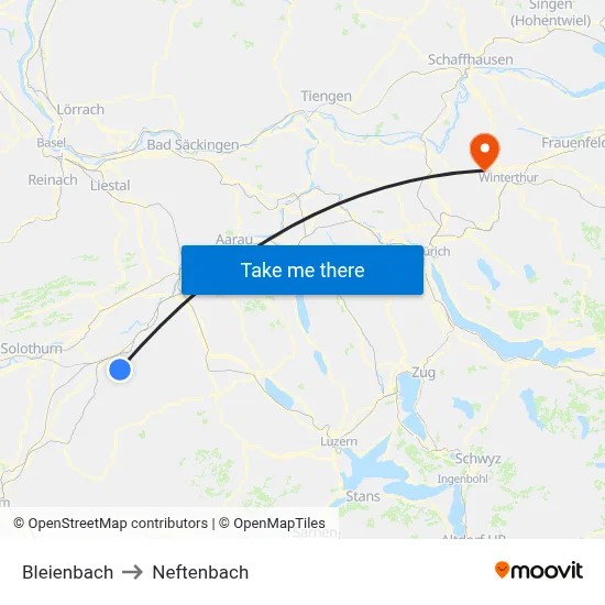 Bleienbach to Neftenbach map