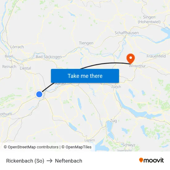 Rickenbach (So) to Neftenbach map