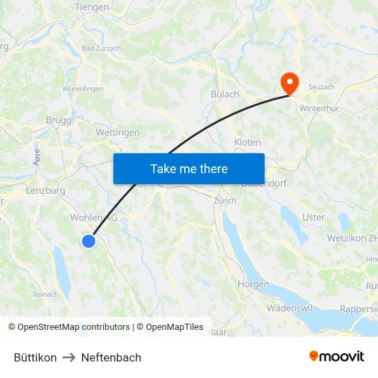 Büttikon to Neftenbach map