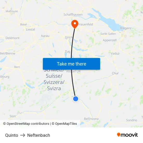 Quinto to Neftenbach map