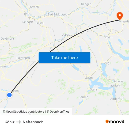 Köniz to Neftenbach map