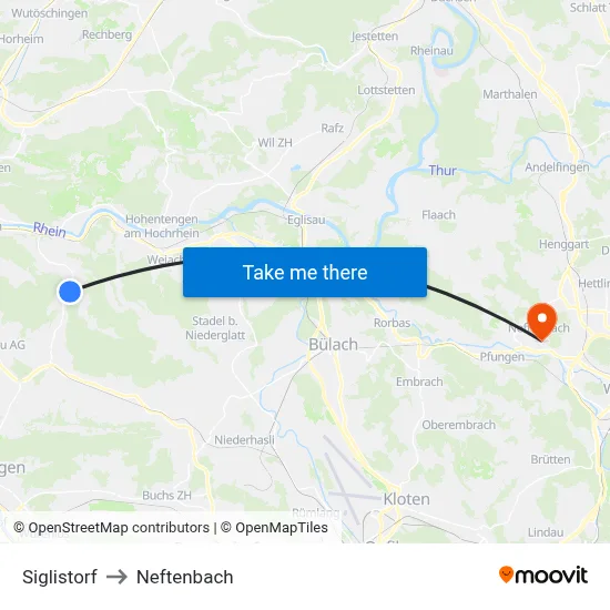 Siglistorf to Neftenbach map