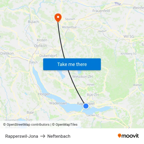 Rapperswil-Jona to Neftenbach map