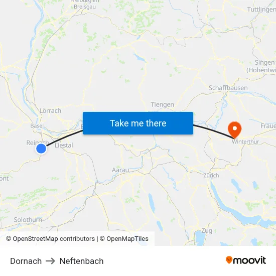 Dornach to Neftenbach map