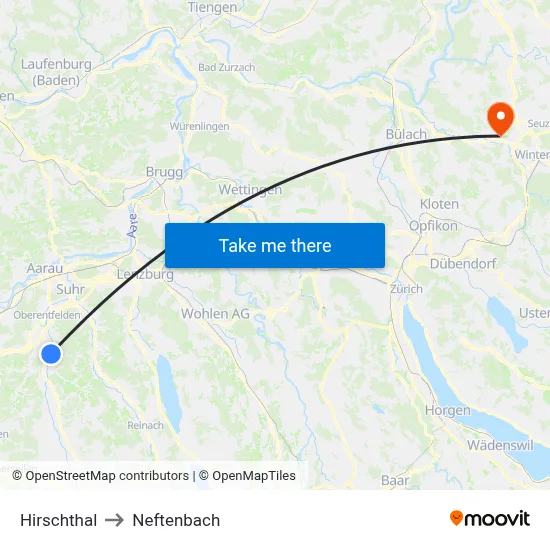Hirschthal to Neftenbach map