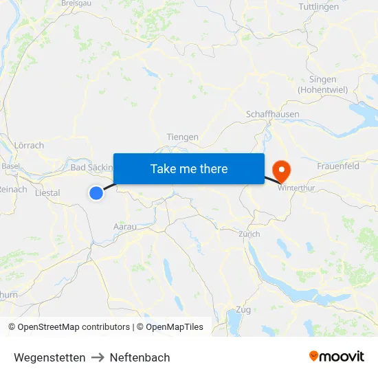 Wegenstetten to Neftenbach map