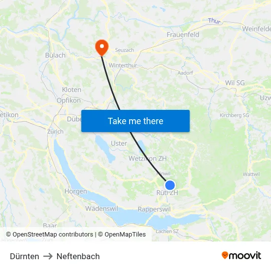 Dürnten to Neftenbach map