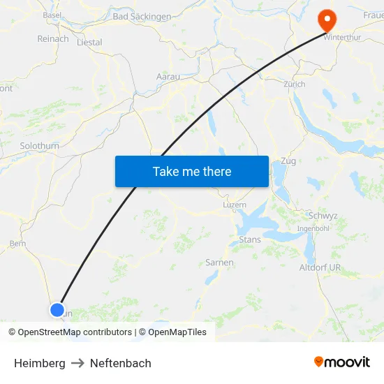 Heimberg to Neftenbach map