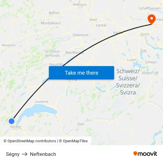 Ségny to Neftenbach map