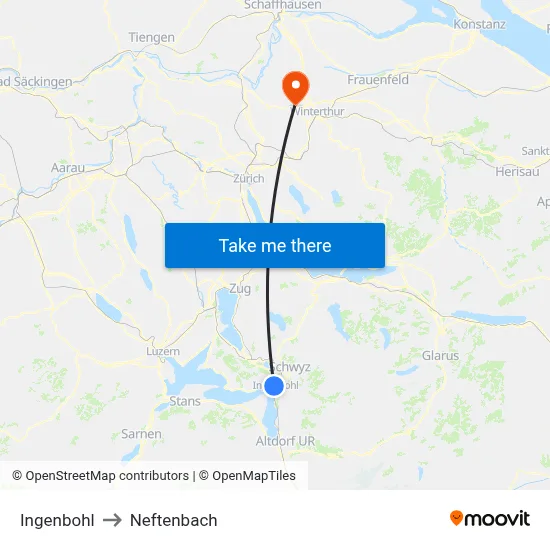 Ingenbohl to Neftenbach map