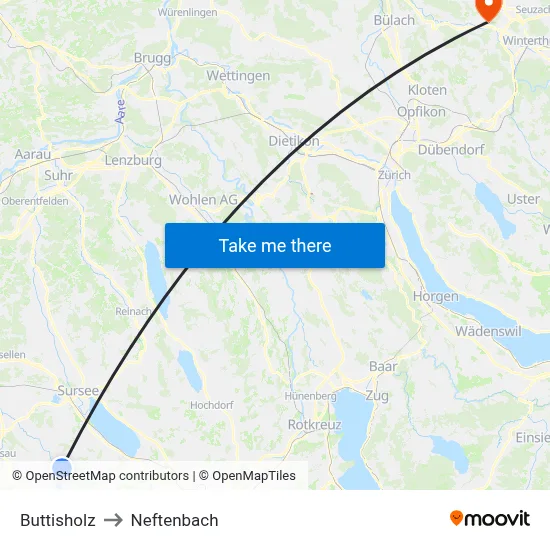 Buttisholz to Neftenbach map