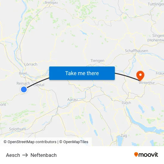 Aesch to Neftenbach map