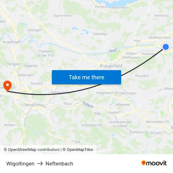 Wigoltingen to Neftenbach map