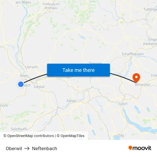 Oberwil to Neftenbach map