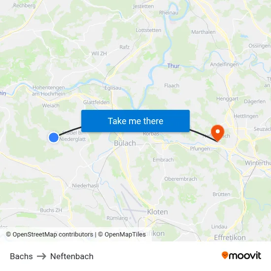 Bachs to Neftenbach map