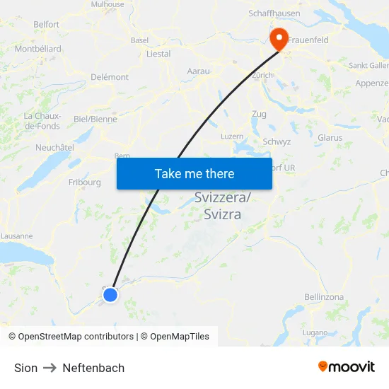 Sion to Neftenbach map