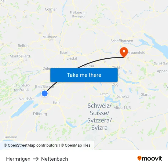 Hermrigen to Neftenbach map