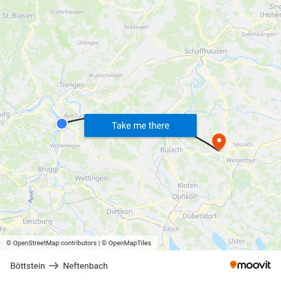 Böttstein to Neftenbach map