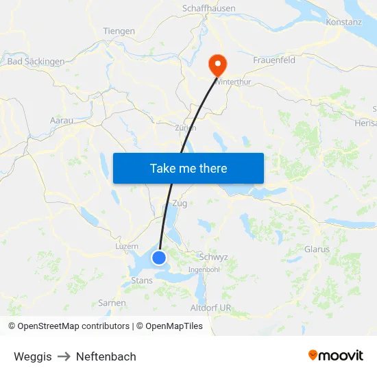 Weggis to Neftenbach map
